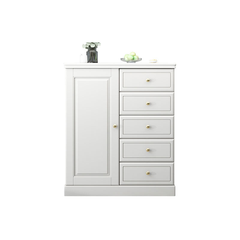 Solid Wood 1/2 - Door Accent Cabinet Mid Century 15.7" D Storage Cabinet with Drawers 31"L x 16"W x 39"H White Clearhalo 'Cabinets & Chests' 'cabinets_chests' 'furn' 'furn_cabinets_chests' 'Furniture' 'Living Room Furniture' 6254159