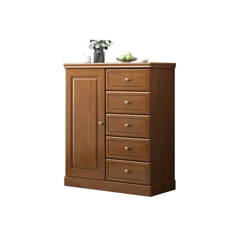 Solid Wood 1/2 - Door Accent Cabinet Mid Century 15.7" D Storage Cabinet with Drawers 31"L x 16"W x 39"H Walnut Clearhalo 'Cabinets & Chests' 'cabinets_chests' 'furn' 'furn_cabinets_chests' 'Furniture' 'Living Room Furniture' 6254165