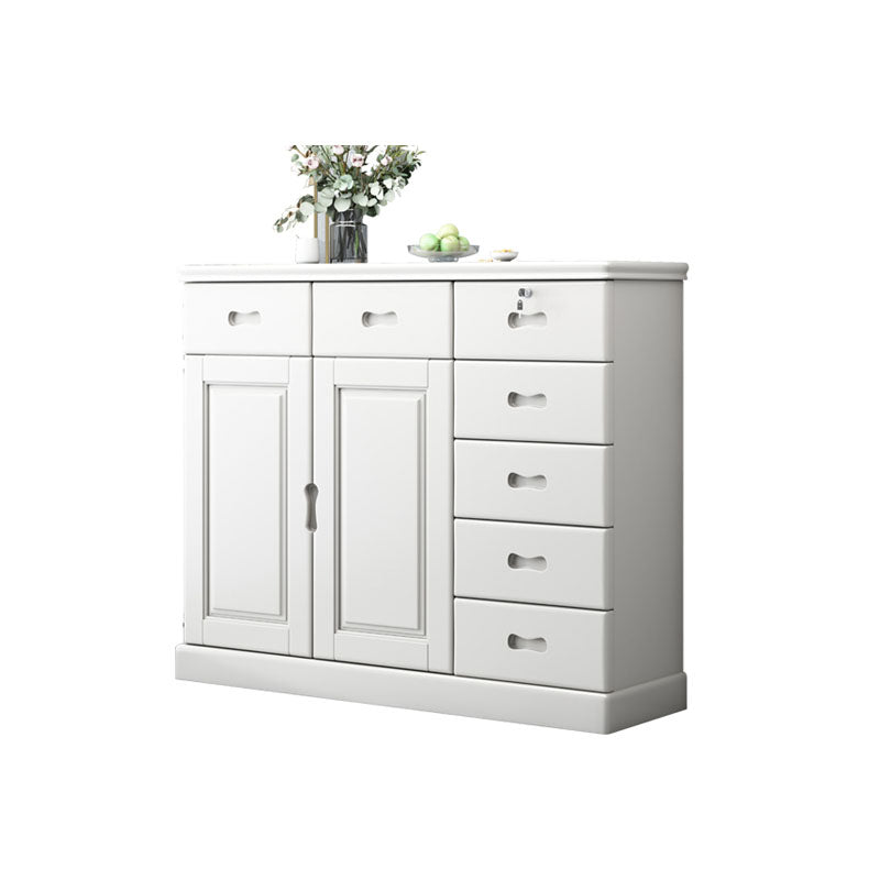 Solid Wood 1/2 - Door Accent Cabinet Mid Century 15.7" D Storage Cabinet with Drawers 47.2"L x 15.7"W x 39.4"H White Clearhalo 'Cabinets & Chests' 'cabinets_chests' 'furn' 'furn_cabinets_chests' 'Furniture' 'Living Room Furniture' 6254169