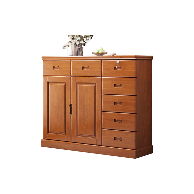 Solid Wood 1/2 - Door Accent Cabinet Mid Century 15.7" D Storage Cabinet with Drawers 47.2"L x 15.7"W x 39.4"H Brown Clearhalo 'Cabinets & Chests' 'cabinets_chests' 'furn' 'furn_cabinets_chests' 'Furniture' 'Living Room Furniture' 6254171