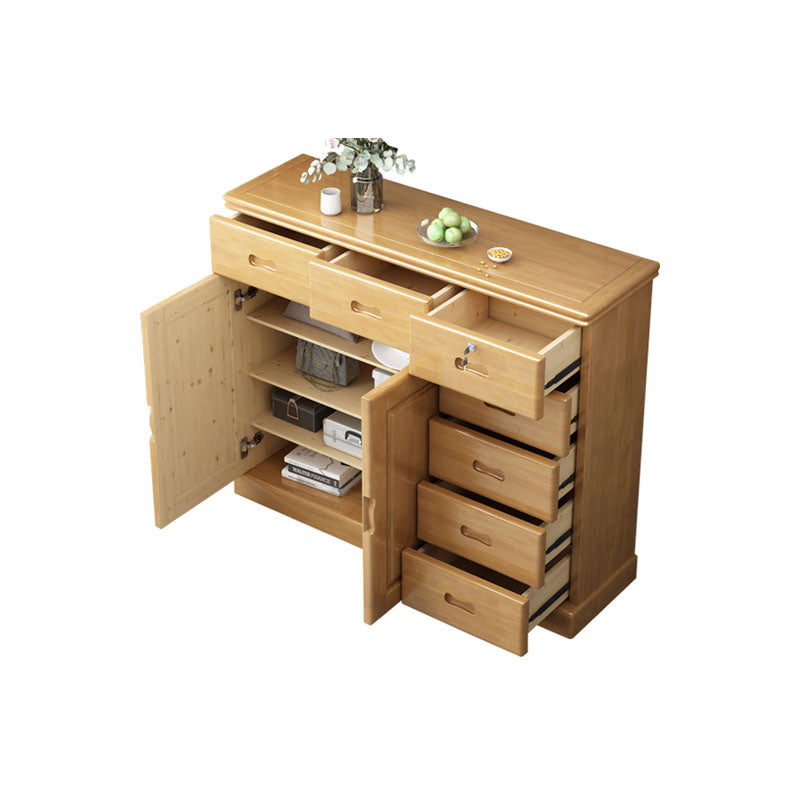 Solid Wood 1/2 - Door Accent Cabinet Mid Century 15.7" D Storage Cabinet with Drawers 47.2"L x 15.7"W x 39.4"H Natural Clearhalo 'Cabinets & Chests' 'cabinets_chests' 'furn' 'furn_cabinets_chests' 'Furniture' 'Living Room Furniture' 6254172