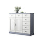 Solid Wood 1/2 - Door Accent Cabinet Mid Century 15.7" D Storage Cabinet with Drawers 47.2"L x 15.7"W x 39.4"H White-Gray Clearhalo 'Cabinets & Chests' 'cabinets_chests' 'furn' 'furn_cabinets_chests' 'Furniture' 'Living Room Furniture' 6254176
