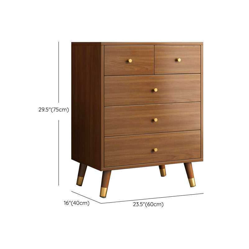 Mid Century Modern Brown Cabinet 23.6" Wide 3/4 - Tier Storage Chest Clearhalo 'Cabinets & Chests' 'cabinets_chests' 'furn' 'furn_cabinets_chests' 'Furniture' 'Living Room Furniture' 6254195