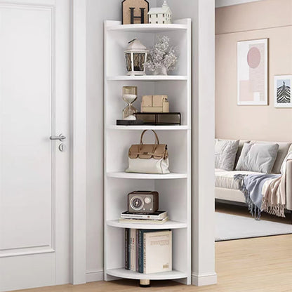 70.9" Tall Corner Triangle Cabinet Contemporary 6 - Shelf Simple Cabinet White Clearhalo 'Cabinets & Chests' 'cabinets_chests' 'furn' 'furn_cabinets_chests' 'Furniture' 'Living Room Furniture' 6254199