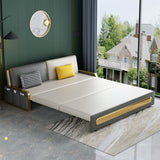 Gray Faux leather Sleeper Sofa 33.46" Wide Sofa Bed with Detachable Mattress Clearhalo 'furn' 'furn_futons' 'Furniture' 'Futons & Daybeds' 'Futons' 'Living Room Furniture' 6254242