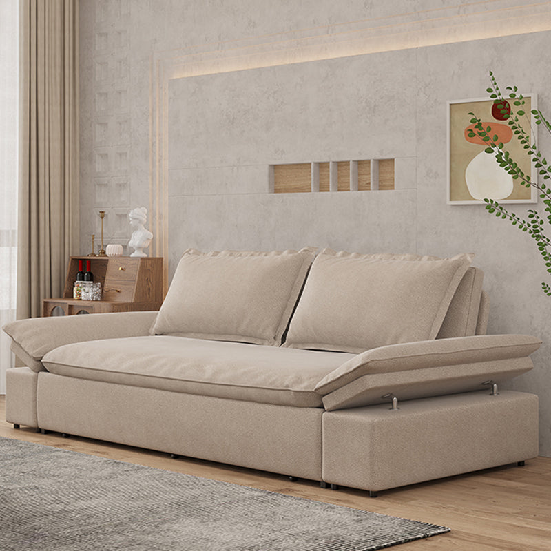 Sofá para dormir de cuero de color beige 32.28 "Cama de sofá ancho con colchón desmontable