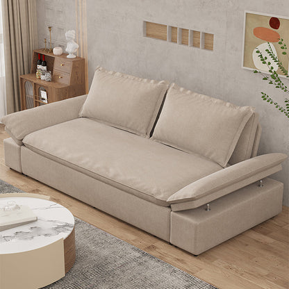 Sofá para dormir de cuero de color beige 32.28 "Cama de sofá ancho con colchón desmontable