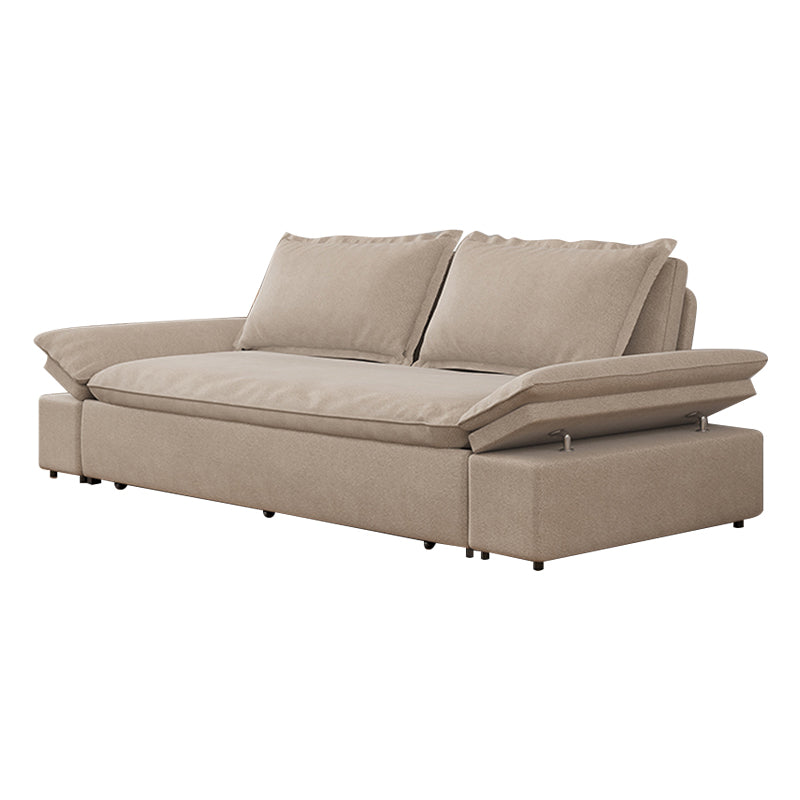 Sofá para dormir de cuero de color beige 32.28 "Cama de sofá ancho con colchón desmontable