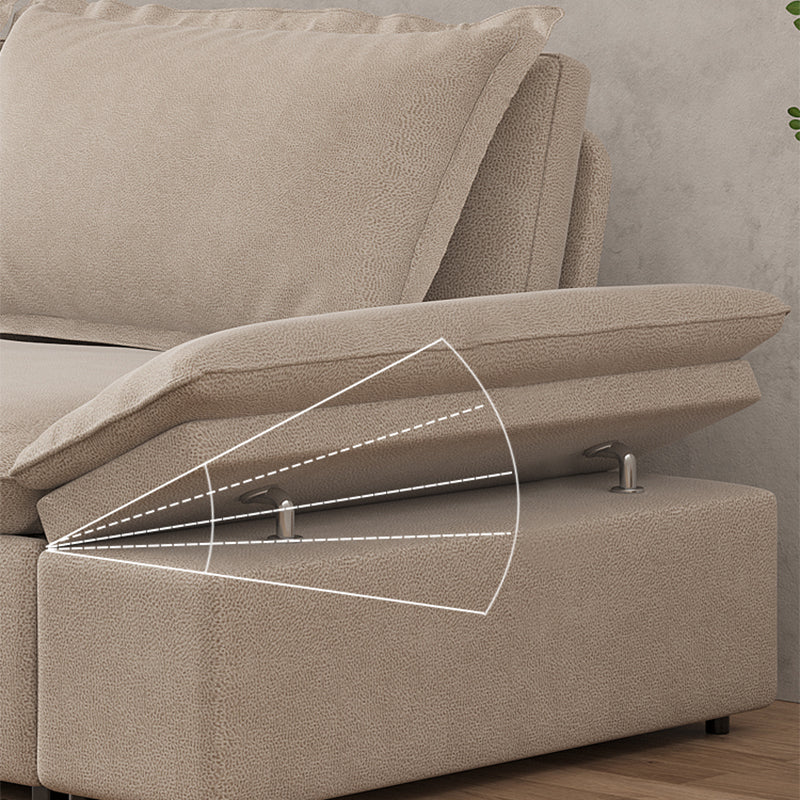 Sofá para dormir de cuero de color beige 32.28 "Cama de sofá ancho con colchón desmontable