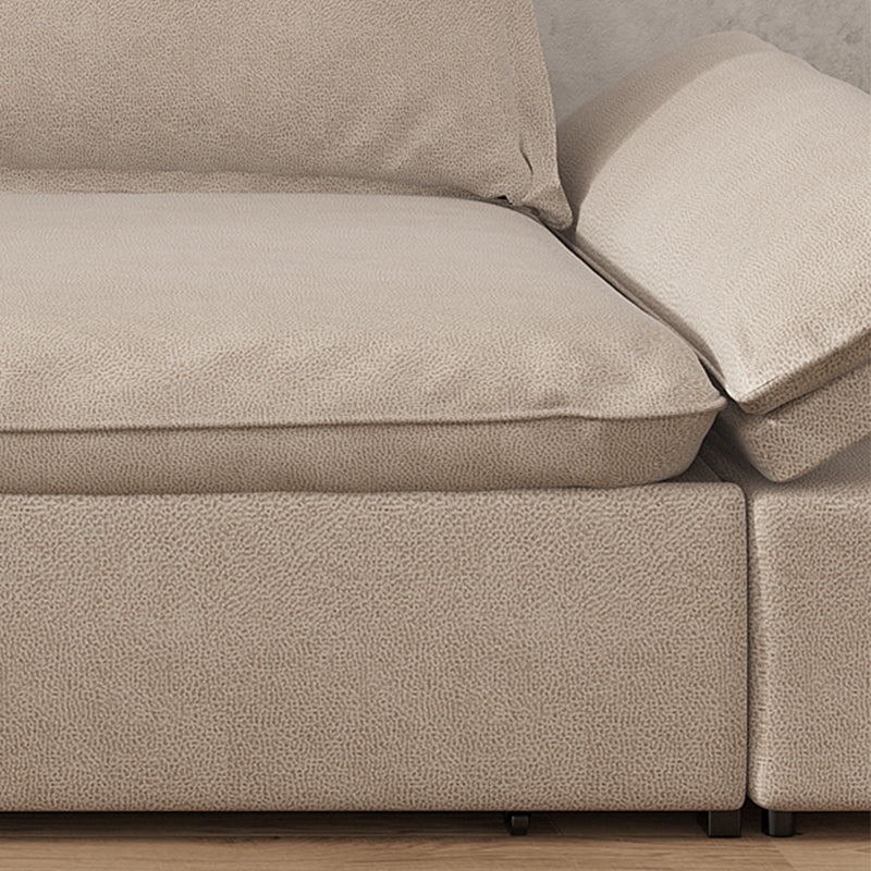 Sofá para dormir de cuero de color beige 32.28 "Cama de sofá ancho con colchón desmontable