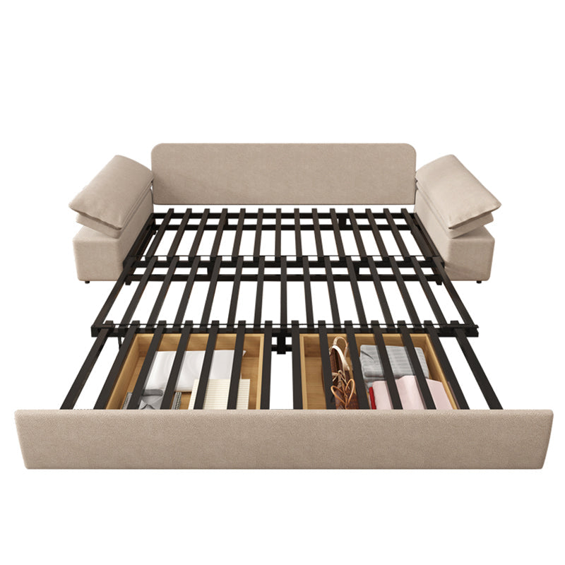 Sofá para dormir de cuero de color beige 32.28 "Cama de sofá ancho con colchón desmontable