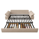 Canapé-lit en cuir en faux cuir beige 32,28 "largeur large avec matelas détachable