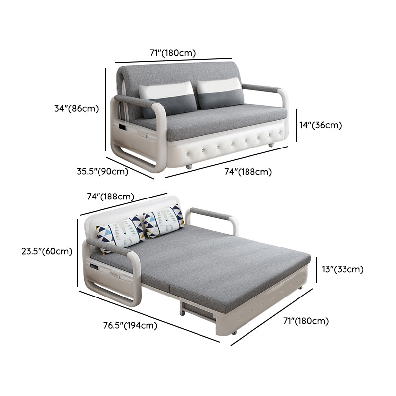 Linnen 32,28 "brede slaper bank grijze slaapbank met afneembare matras