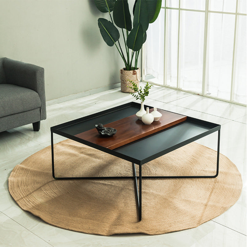 Mid-Century Modern Cocktail Table Cross Legs Metal Single Coffee Table