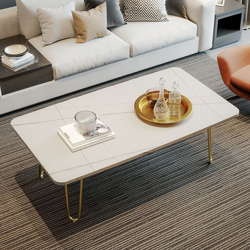 Glam Cocktail Table 4 Legs Slate Rectangular Single Coffee Table Clearhalo 'Coffee & Accent Tables' 'Coffee Tables' 'coffee_tables' 'furn' 'furn_coffee_tables' 'Furniture' 'Living Room Furniture' 6254375