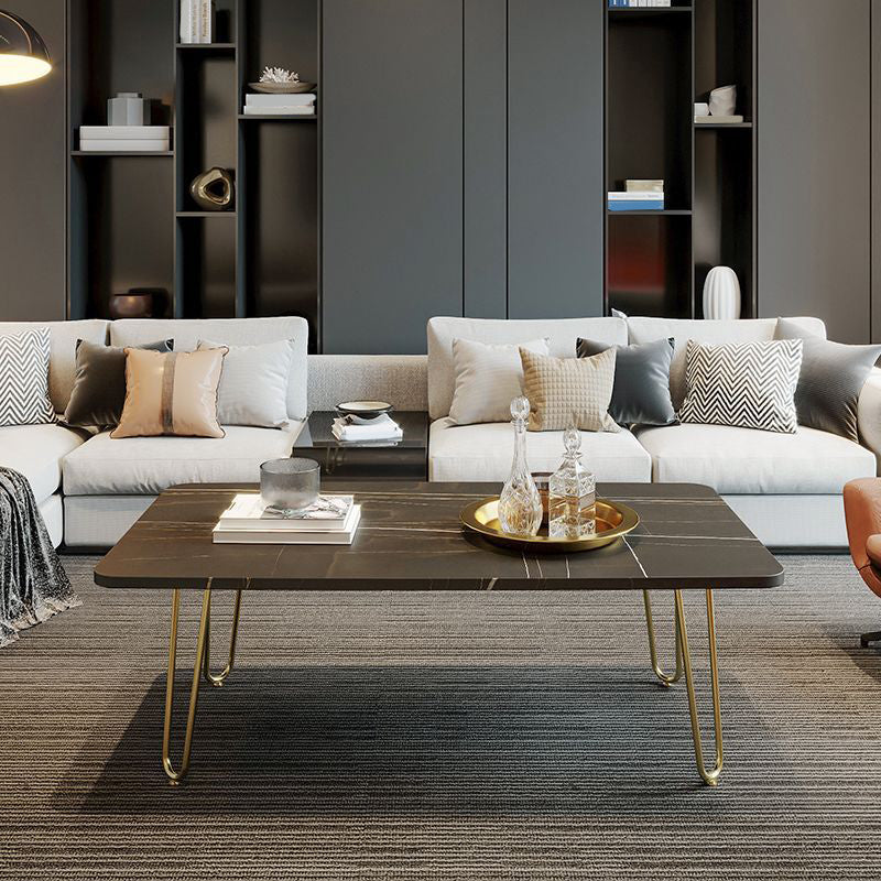 Glam Cocktail Table 4 Legs Slate Rectangular Single Coffee Table Clearhalo 'Coffee & Accent Tables' 'Coffee Tables' 'coffee_tables' 'furn' 'furn_coffee_tables' 'Furniture' 'Living Room Furniture' 6254376