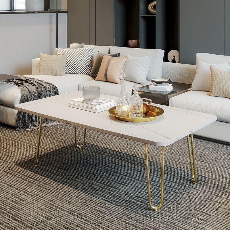 Glam Cocktail Table 4 Legs Slate Rectangular Single Coffee Table Clearhalo 'Coffee & Accent Tables' 'Coffee Tables' 'coffee_tables' 'furn' 'furn_coffee_tables' 'Furniture' 'Living Room Furniture' 6254377