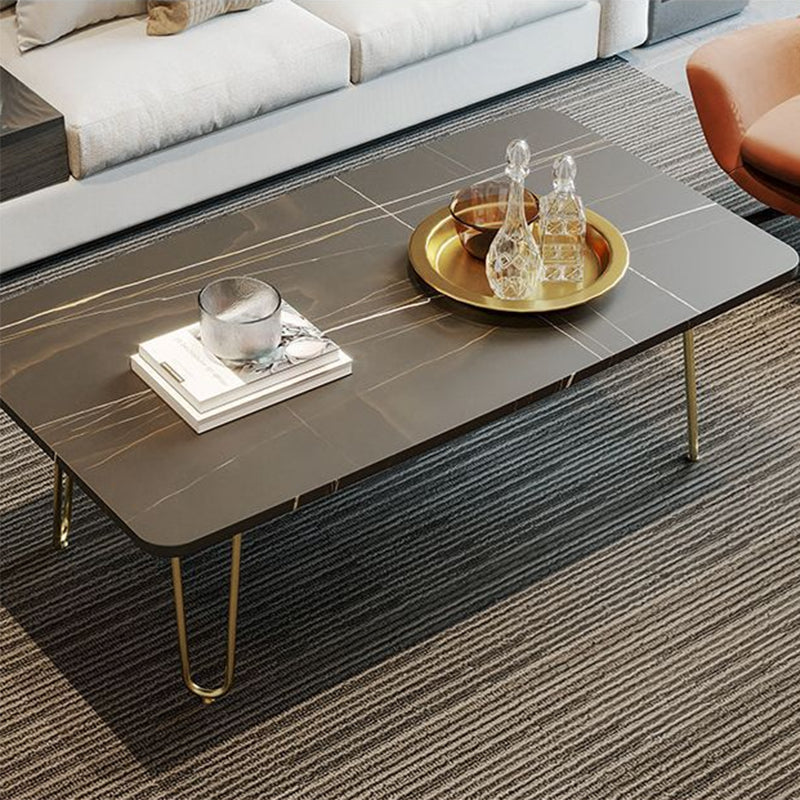 Glam Cocktail Table 4 Legs Slate Rectangular Single Coffee Table Black Clearhalo 'Coffee & Accent Tables' 'Coffee Tables' 'coffee_tables' 'furn' 'furn_coffee_tables' 'Furniture' 'Living Room Furniture' 6254382