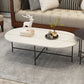 Glam Cocktail Table 4 Legs Slate Round/Oval Coffee Table Set 47"L x 24"W x 16"H White Gold Clearhalo 'Coffee & Accent Tables' 'Coffee Tables' 'coffee_tables' 'furn' 'furn_coffee_tables' 'Furniture' 'Living Room Furniture' 6254389