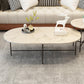 Glam Cocktail Table 4 Legs Slate Round/Oval Coffee Table Set 47"L x 24"W x 16"H White Clearhalo 'Coffee & Accent Tables' 'Coffee Tables' 'coffee_tables' 'furn' 'furn_coffee_tables' 'Furniture' 'Living Room Furniture' 6254391