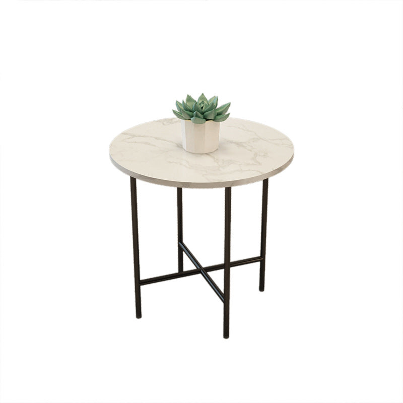 Glam Cocktail Table 4 Legs Slate Round/Oval Coffee Table Set 19.7"L x 19.7"W x 19.7"H White Clearhalo 'Coffee & Accent Tables' 'Coffee Tables' 'coffee_tables' 'furn' 'furn_coffee_tables' 'Furniture' 'Living Room Furniture' 6254392