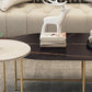 Glam Cocktail Table 4 Legs Slate Round/Oval Coffee Table Set Clearhalo 'Coffee & Accent Tables' 'Coffee Tables' 'coffee_tables' 'furn' 'furn_coffee_tables' 'Furniture' 'Living Room Furniture' 6254393