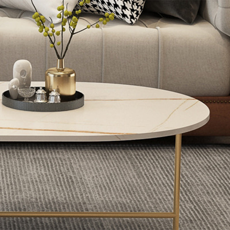 Glam Cocktail Table 4 Legs Slate Round/Oval Coffee Table Set Clearhalo 'Coffee & Accent Tables' 'Coffee Tables' 'coffee_tables' 'furn' 'furn_coffee_tables' 'Furniture' 'Living Room Furniture' 6254394