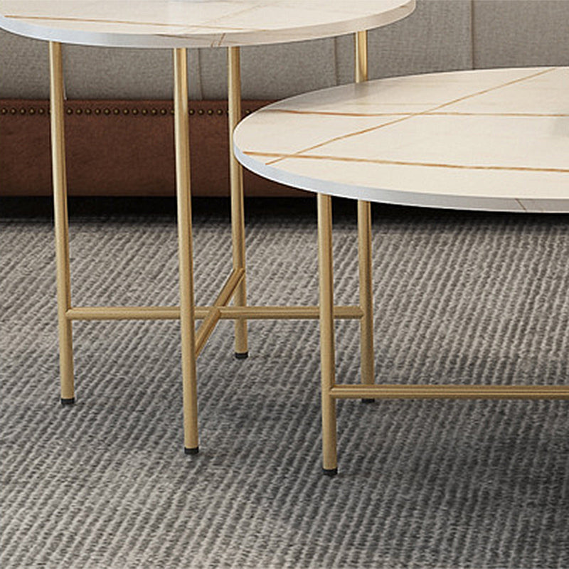 Glam Cocktail Table 4 Legs Slate Round/Oval Coffee Table Set Clearhalo 'Coffee & Accent Tables' 'Coffee Tables' 'coffee_tables' 'furn' 'furn_coffee_tables' 'Furniture' 'Living Room Furniture' 6254395
