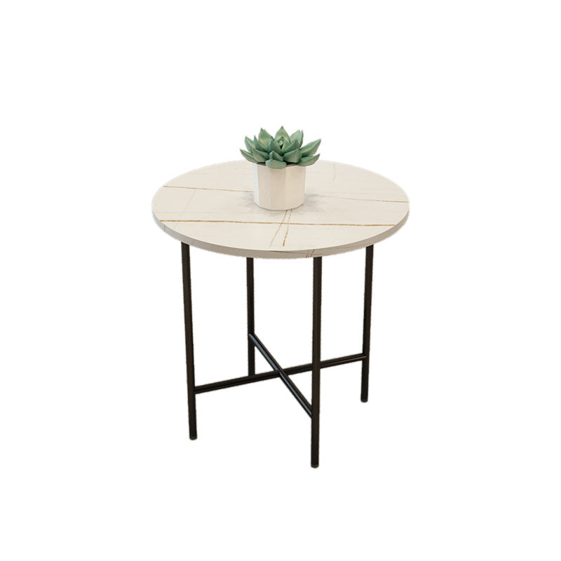 Glam Cocktail Table 4 Legs Slate Round/Oval Coffee Table Set 19.7"L x 19.7"W x 19.7"H White Gold Clearhalo 'Coffee & Accent Tables' 'Coffee Tables' 'coffee_tables' 'furn' 'furn_coffee_tables' 'Furniture' 'Living Room Furniture' 6254396