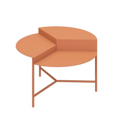 Mid-Century Iron Round Coffee Table Dia 27.6" 3 Legs 1 Single Cocktail Table