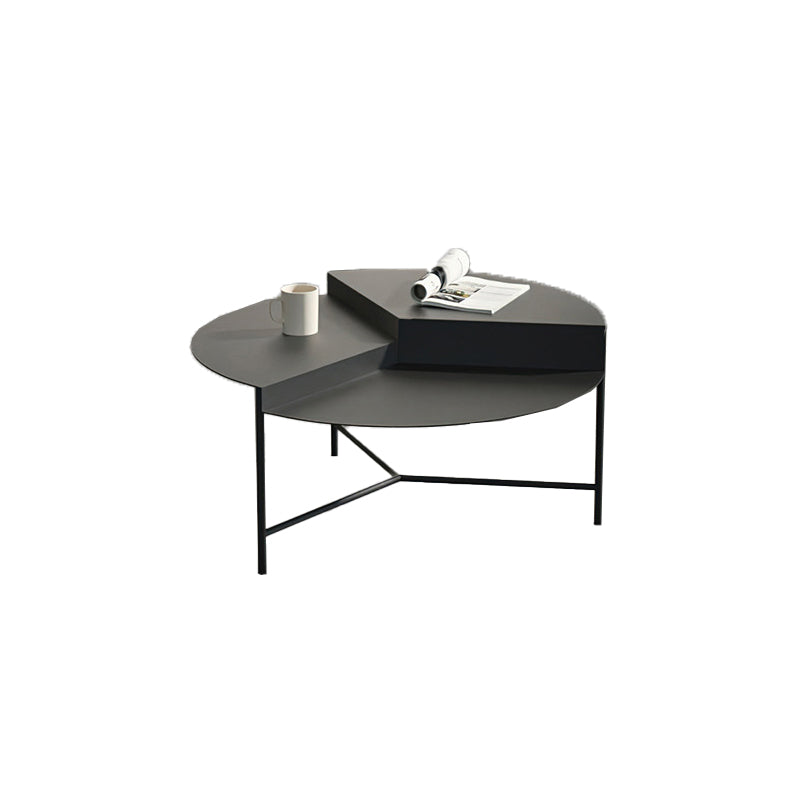 Mid-Century Iron Round Coffee Table Dia 27.6" 3 Legs 1 Single Cocktail Table