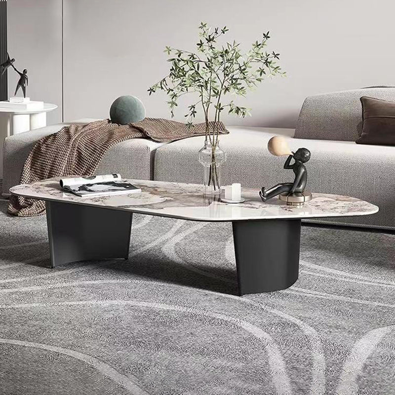 Glam Irregular Slate Top Cocktail Table Sled 15.7" H Coffee Table Clearhalo 'Coffee & Accent Tables' 'Coffee Tables' 'coffee_tables' 'furn' 'furn_coffee_tables' 'Furniture' 'Living Room Furniture' 6254414