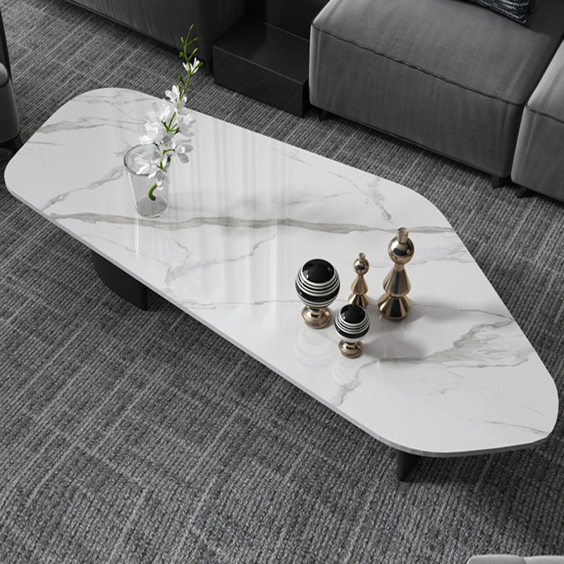 Glam Irregular Slate Top Cocktail Table Sled 15.7" H Coffee Table White Clearhalo 'Coffee & Accent Tables' 'Coffee Tables' 'coffee_tables' 'furn' 'furn_coffee_tables' 'Furniture' 'Living Room Furniture' 6254417