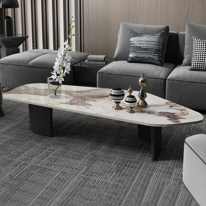 Glam Irregular Slate Top Cocktail Table Sled 15.7" H Coffee Table Clearhalo 'Coffee & Accent Tables' 'Coffee Tables' 'coffee_tables' 'furn' 'furn_coffee_tables' 'Furniture' 'Living Room Furniture' 6254424