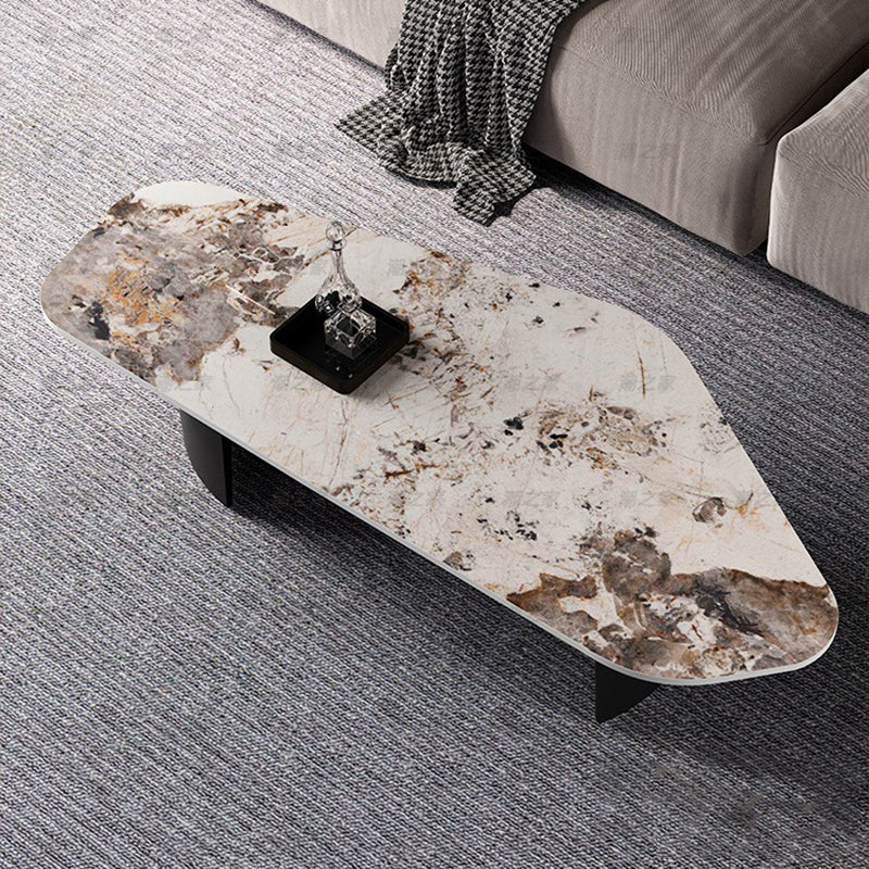 Glam Irregular Slate Top Cocktail Table Sled 15.7" H Coffee Table 55"L x 27.5"W x 16"H Brown Clearhalo 'Coffee & Accent Tables' 'Coffee Tables' 'coffee_tables' 'furn' 'furn_coffee_tables' 'Furniture' 'Living Room Furniture' 6254426