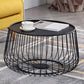 Glam Cocktail Table Abstract Faux Marble/Metal Storage Round Coffee Table