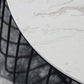 Glam Cocktail Table Abstract Faux Marble/Metal Storage Round Coffee Table