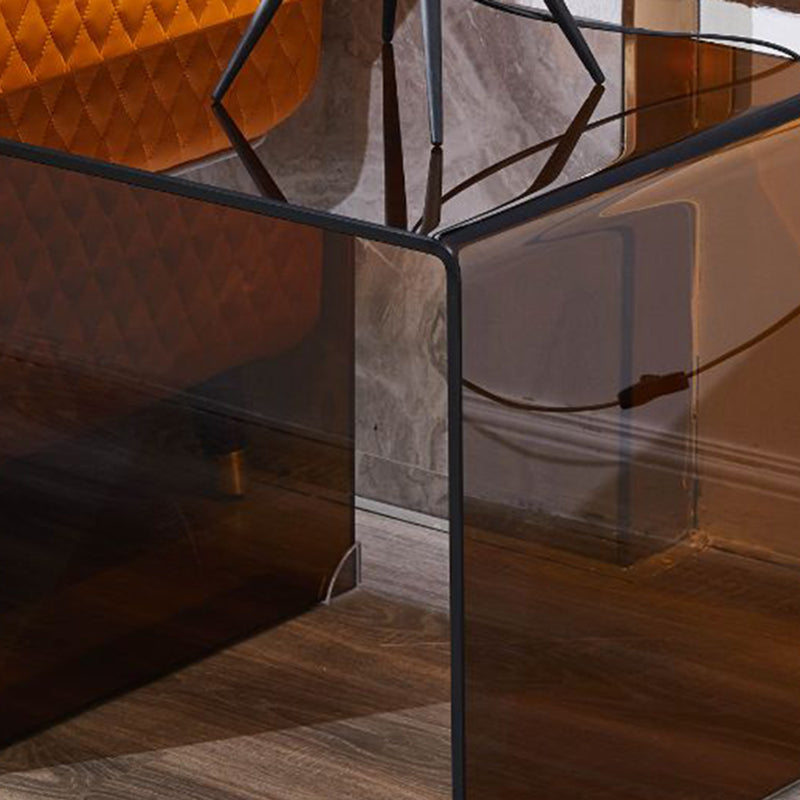 Tavolino da caffè a slitta in vetro marrone moderno rettangolare 1 tavolo da cocktail singolo