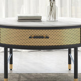 Set di tavolini rotondi in ardesia lussuosa con cassetto