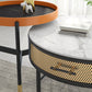 Luxurious Slate Round Top Coffee Table Set with Storage Drawer Clearhalo 'Coffee & Accent Tables' 'Coffee Tables' 'coffee_tables' 'furn' 'furn_coffee_tables' 'Furniture' 'Living Room Furniture' 6254546