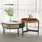 Luxurious Slate Round Top Coffee Table Set with Storage Drawer 28"L x 28"W x 18"H + 20"L x 20"W x 22"H Clearhalo 'Coffee & Accent Tables' 'Coffee Tables' 'coffee_tables' 'furn' 'furn_coffee_tables' 'Furniture' 'Living Room Furniture' 6254550