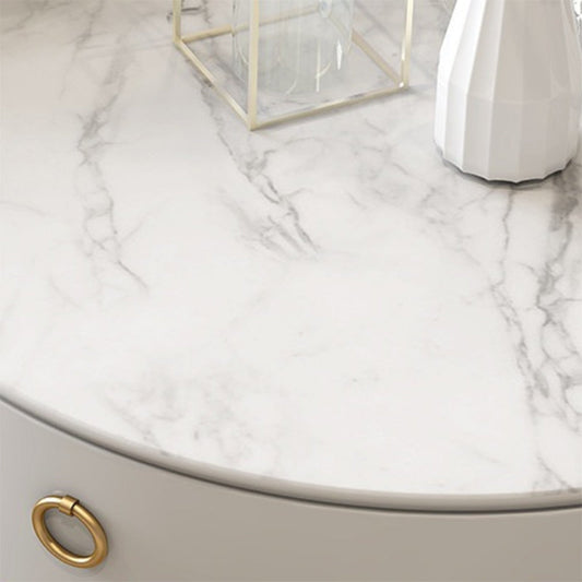 Tavolo da cocktail top ardese 1-Drawer 4 gambe tavolino in bianco di 17,7 "h