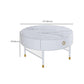 Round Slate Top Cocktail Table 1-Drawer 4 Legs Coffee Table in White of 17.7" H