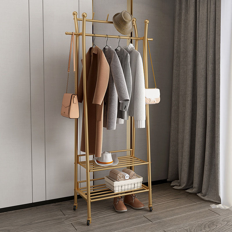 Modern Style Coat Rack Metallic Hooks Design Free Standing Coat Rack with Shelves 24"L x 14"W x 69"H 2 Clearhalo 'Entry & Mudroom Furniture' 'furn' 'furn_hall_tree_coat_racks' 'Furniture' 'Hall Trees & Coat Racks' 'hall_tree_coat_racks' 6254932