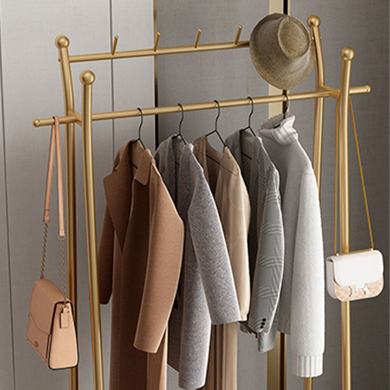 Modern Style Coat Rack Metallic Hooks Design Free Standing Coat Rack with Shelves Clearhalo 'Entry & Mudroom Furniture' 'furn' 'furn_hall_tree_coat_racks' 'Furniture' 'Hall Trees & Coat Racks' 'hall_tree_coat_racks' 6254941