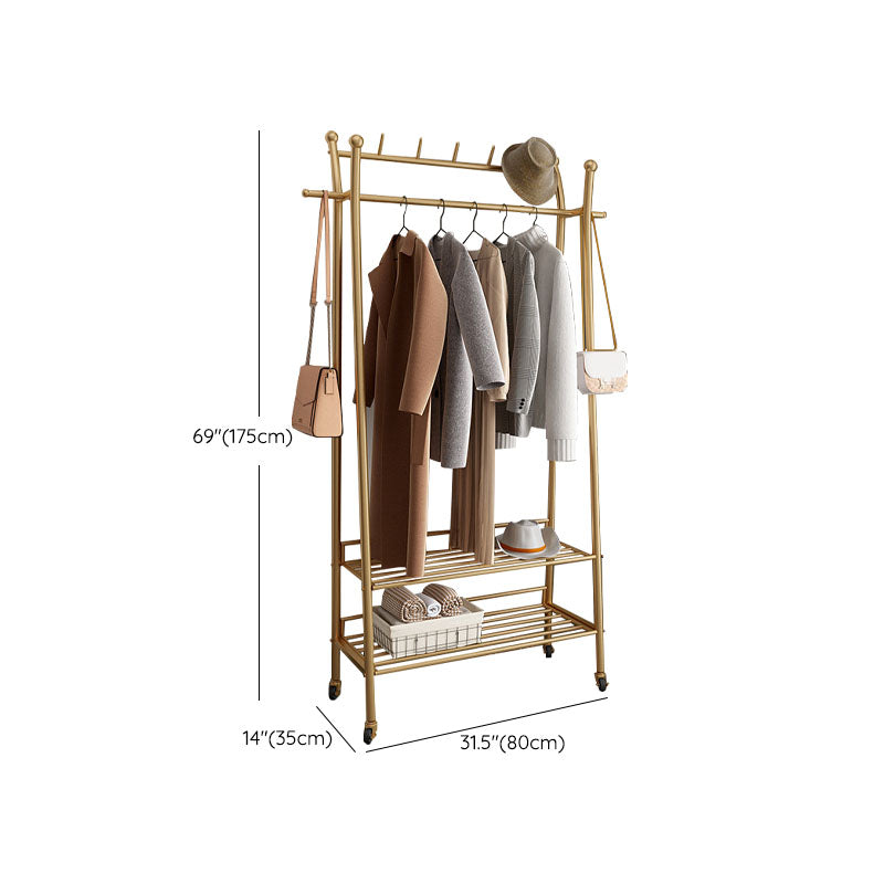 Modern Style Coat Rack Metallic Hooks Design Free Standing Coat Rack with Shelves Clearhalo 'Entry & Mudroom Furniture' 'furn' 'furn_hall_tree_coat_racks' 'Furniture' 'Hall Trees & Coat Racks' 'hall_tree_coat_racks' 6254950