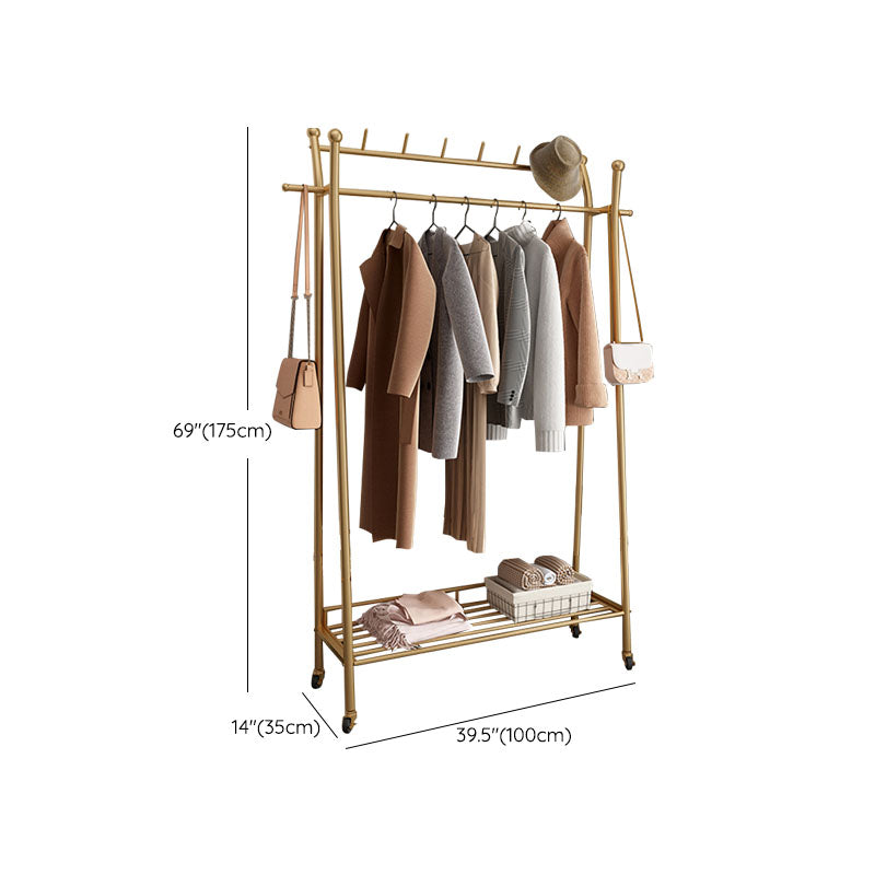 Modern Style Coat Rack Metallic Hooks Design Free Standing Coat Rack with Shelves Clearhalo 'Entry & Mudroom Furniture' 'furn' 'furn_hall_tree_coat_racks' 'Furniture' 'Hall Trees & Coat Racks' 'hall_tree_coat_racks' 6254951