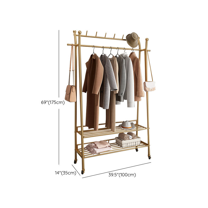 Modern Style Coat Rack Metallic Hooks Design Free Standing Coat Rack with Shelves Clearhalo 'Entry & Mudroom Furniture' 'furn' 'furn_hall_tree_coat_racks' 'Furniture' 'Hall Trees & Coat Racks' 'hall_tree_coat_racks' 6254952