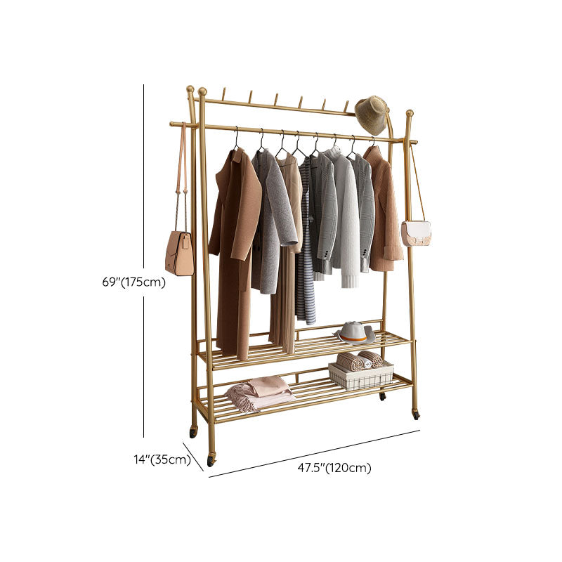 Modern Style Coat Rack Metallic Hooks Design Free Standing Coat Rack with Shelves Clearhalo 'Entry & Mudroom Furniture' 'furn' 'furn_hall_tree_coat_racks' 'Furniture' 'Hall Trees & Coat Racks' 'hall_tree_coat_racks' 6254954