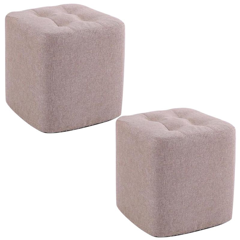 Modern Pouf Ottoman Fabric Upholstered Tufted Solid Color Square Ottoman 11"L x 11"W x 14"H Beige 2 Piece Set Clearhalo 'furn' 'furn_ottomans_poufs' 'Furniture' 'Living Room Furniture' 'Ottomans & Poufs' 'ottomans_poufs' 6255140